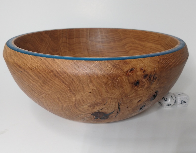 Resin Filled Oak Bowl, Wooden Bowl With Blue Resin Rim Etsy
