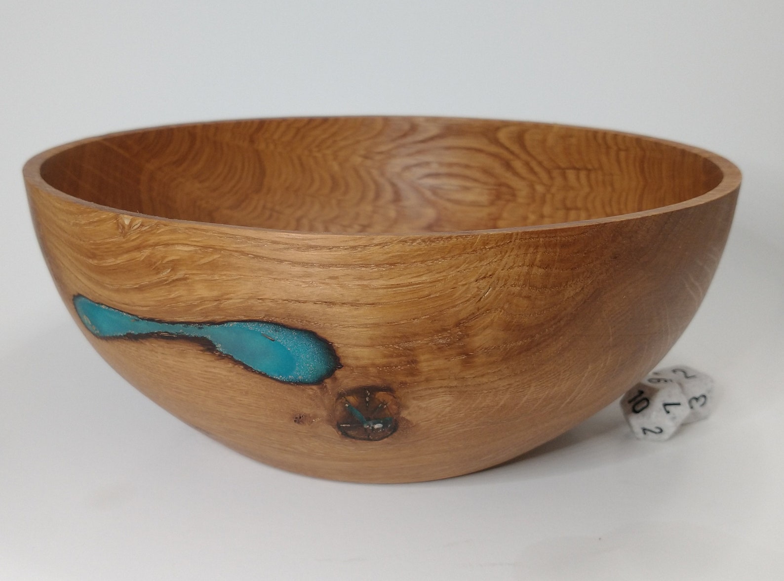 Resin Filled Oak Wood Bowl, Hand Turned Salad Bowl, Traditional Bowl