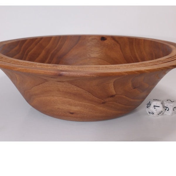 Large Ogee Shaped Elm Bowl with Decorated RIm