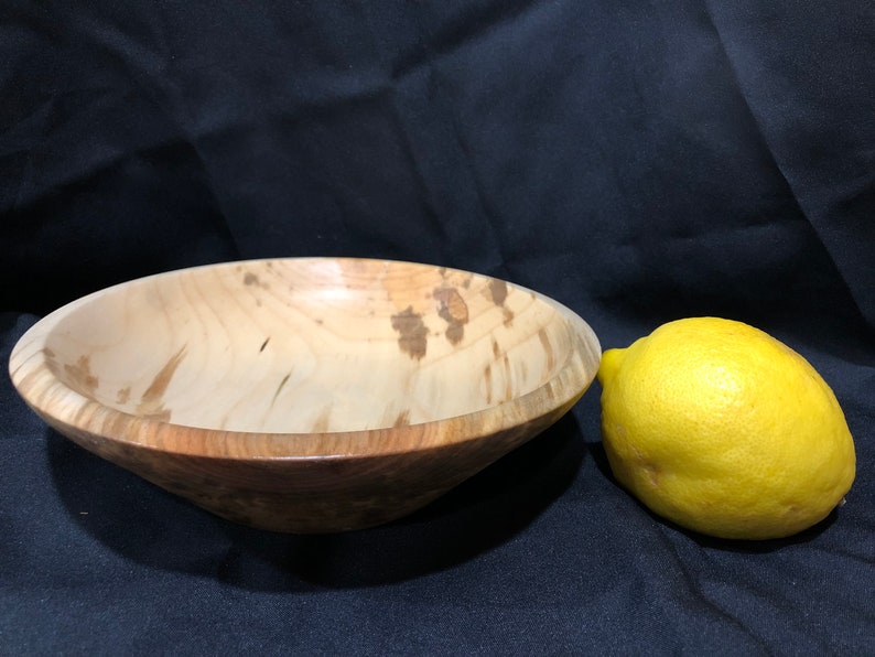 Figured Hardwood Bowl Traditional Basic Wood Bowl Ambrosia Maple Bowl Hand Turned Low Wide Wooden Bowl