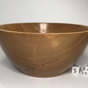 Simple Cherry Wood Bowl, Hand Turned Hardwood Bowl with Food Safe Finish, 8 Inch Diameter Ceral Bowl