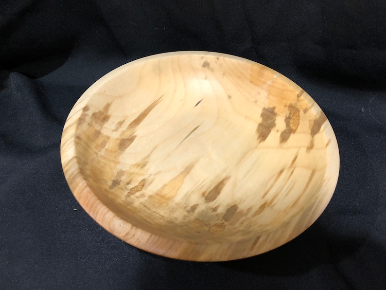 Figured Hardwood Bowl Traditional Basic Wood Bowl Ambrosia Maple Bowl Hand Turned Low Wide Wooden Bowl