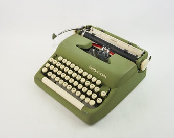 Smith Corona Sterling - Green & Cream Vintage Portable Typewriter And in the U.S.A. in 1959