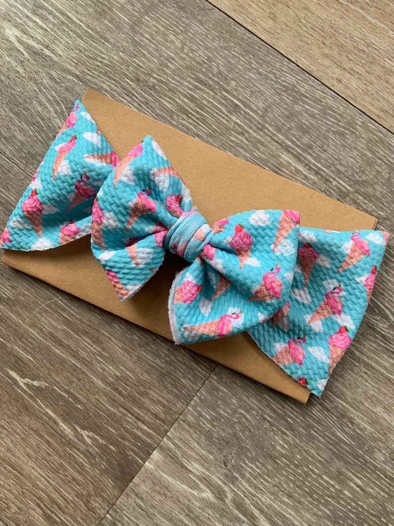 bow stretchy headbands head wrap adult headbands Flamingo big bows ice cream head wrap baby bows stretchy bows headwrap headwrap