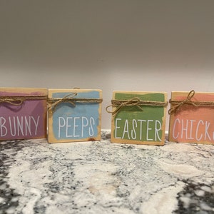 Easter Tiered Tray Mini Wood Signs Happy Easter Wooden Sign Rustic Chic Decor Easter Bunny Gift Idea Mini Wood Sign Rae Dunn Style