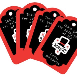 Magical birthday gift tags, thank you tags, magic party, magician party favors