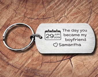 Personalised Valentine’s Gift - The Day You Became My - keyring for husband, wife, boyfriend, girlfriend, partner, special day