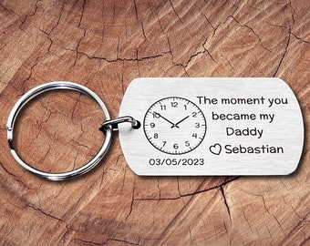 Personalised New Born Baby Gift - The Moment You Became My - keyring for new Mummy, new Daddy, new parents, new Grandad, new Granny