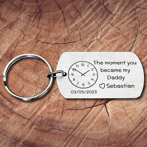 Personalised New Born Baby Gift - The Moment You Became My - keyring for new Mummy, new Daddy, new parents, new Grandad, new Granny