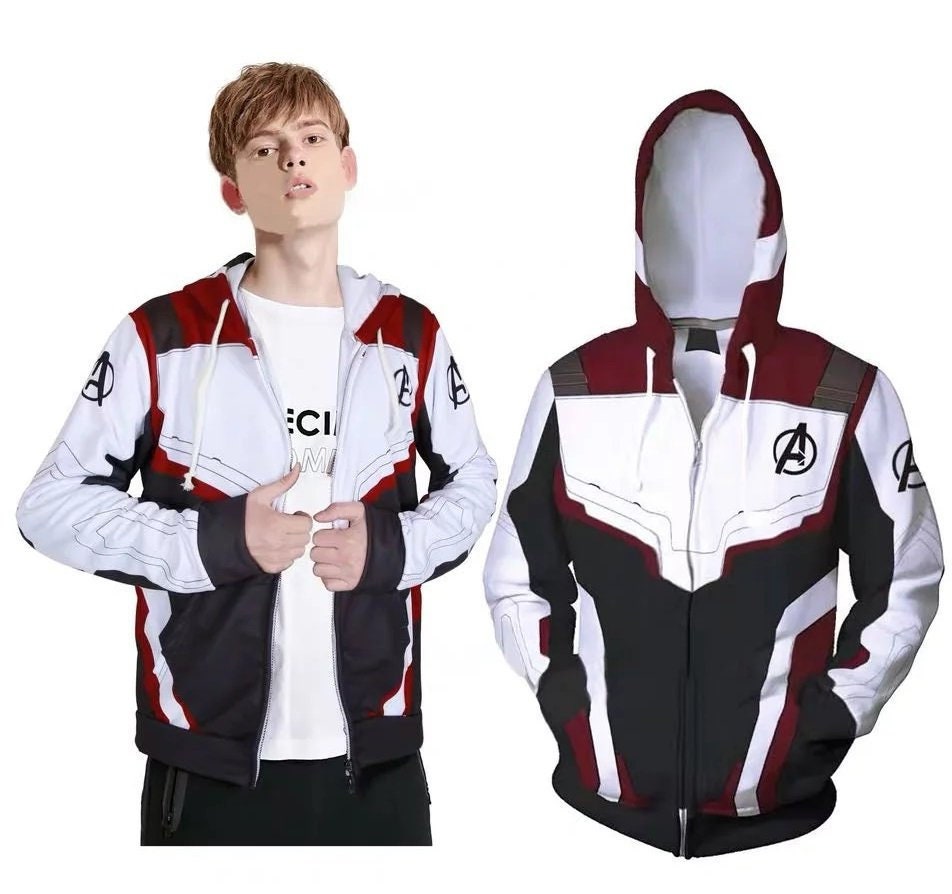 Avengers Endgame Superhero Zipper Hoodie Quantum Realm Sweatshirt Time Travel