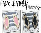 Faux Leather Earrings Layered Metallic Gold
