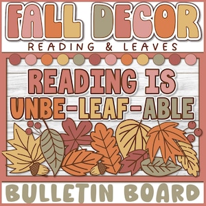 Fall Reading Bulletin Board, Autumn Leaves Classroom Door Decor Books Library
