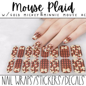 Mickey Mouse Cute Nail Wraps / Polka Dot Nail Polish Strips / Bow Nail  Stickers / Valentine Nail Wraps / Red Disney Nail Wraps Free Shipping
