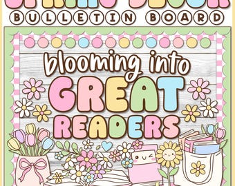 Spring Reading Bulletin Board | Bloom Classroom Decor | Growth Theme Library Display | Flower Door Decor