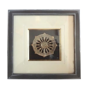 Konark Sun Temple Wheel Frame: Brass Dhokra Panel Art