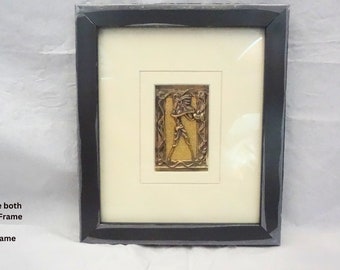 Vintage Brass Dhokra Tribal Art Frame: Odisha Metal Figurine Panel