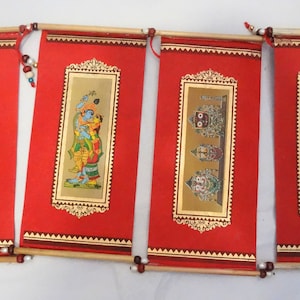 Lote Folha de Palmeira Arte Religiosa e História Tribal Envelope de Dinheiro - Envelope de Dinheiro Tradicional Indiano - Capa Shagun para casamento - Envelope Espiritual