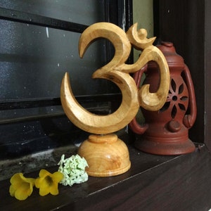 Handmade Acacia Wood Om Symbol: Yoga Decor, Spiritual Gift