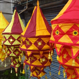 Lot Cotton hanging lamp shade,Wedding Decoration Hanging Lamp,Diwali decor,Christmas Decoration,Multicolor Bohemian indoor,outdoor decor