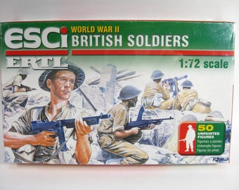 Speelgoedsoldaatjes ESCI/ERTL 1:72 verzegelde boxset 1/72 "WW2 British Soldiers" P-200. 50 plastic figuren uit de jaren 90! Verzegelde gloednieuwe staat!