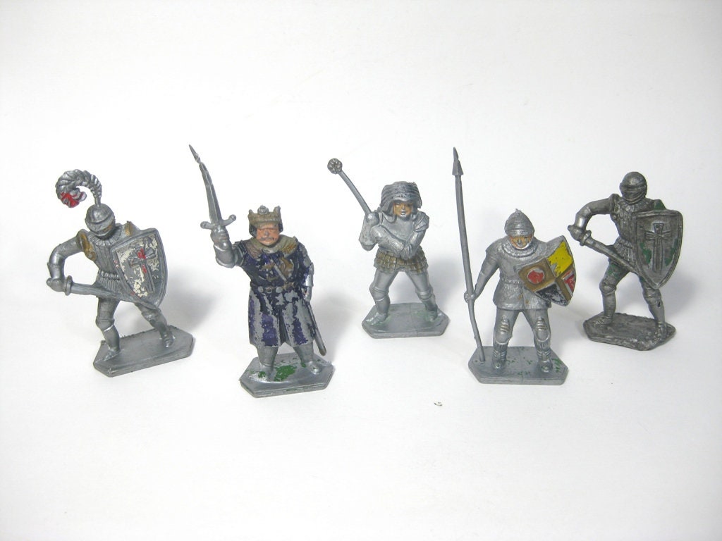 LONE STAR 中世騎士 メタルフィギュア 5体セット　イングランド製 5 Vintage Lone Star Plastic Figures 54mm ,