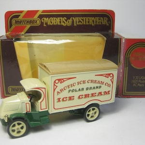 Vintage Diecast Toy car, Lesney Matchbox Models Of Yesteryear,&quot;Y-30 model AC Mack &quot; &quot;Arctic Ice Cream Co.&quot; Theme. Boxed ,1985
