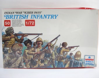 Speelgoedsoldaatjes ESCI#232 1:72 verzegelde boxset 1/72 'British Infantry Kiber Pass'. 50 speelgoedsoldaten. Plastic figuren! Verzegelde, gloednieuwe staat!