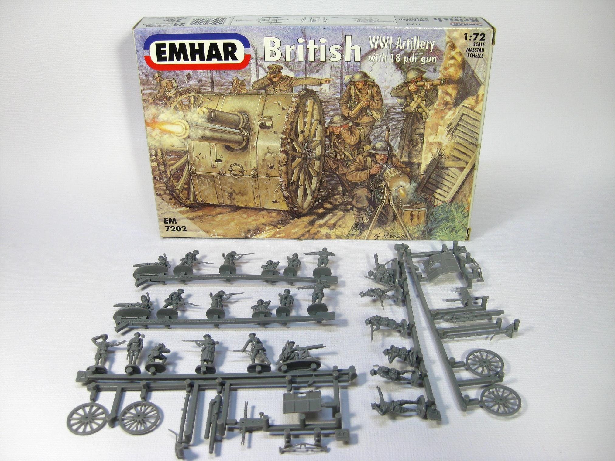 Emhar 7204 – Maquette 1/72 – Artillerie Allemande WWI Avec Canon 77 Mm 96 N/A – 24 Figurines à Peindre, Kit Plastique Pour Collectionneur