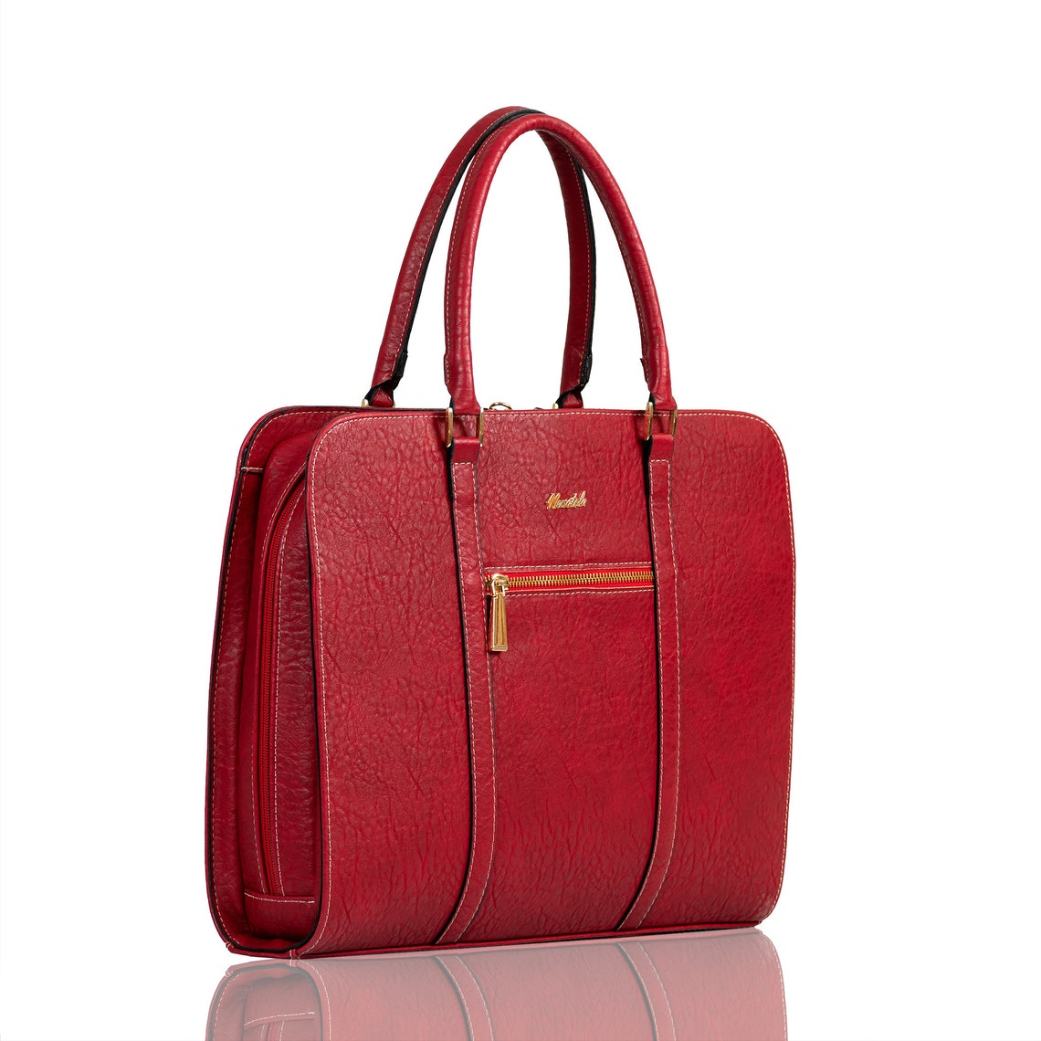 Women Vegan Leather Briefcase Vegan Leather Business Bag Etsy