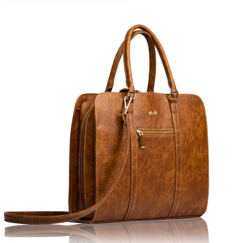 Women Vegan Leather Briefcase Vegan Leather Business Bag Etsy