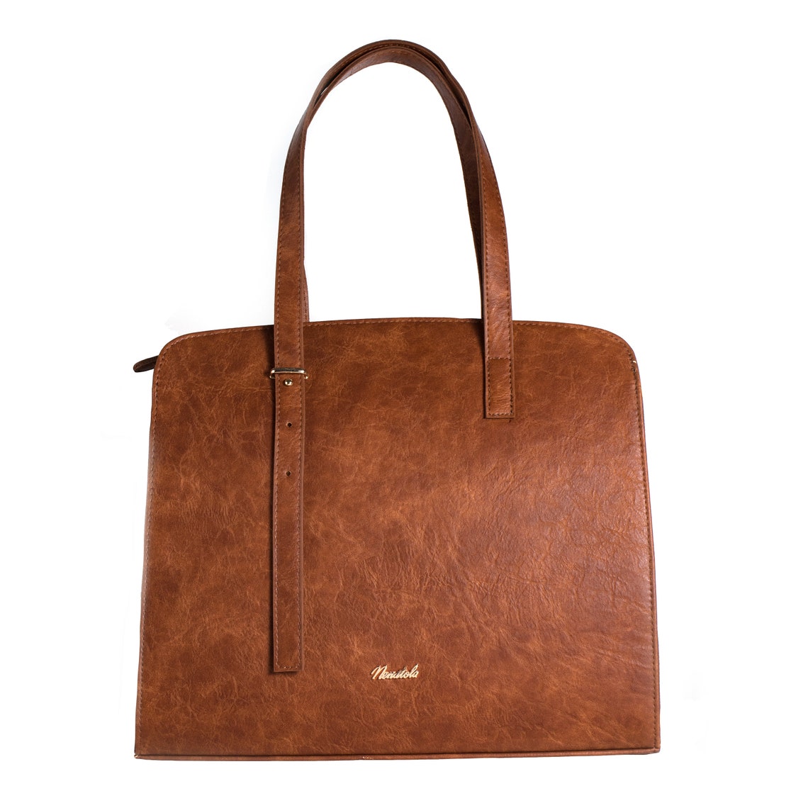 vegan leather laptop tote