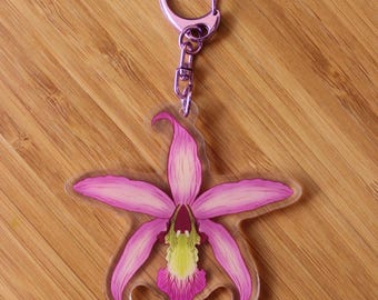 Laelia Pink Orchid Keychain