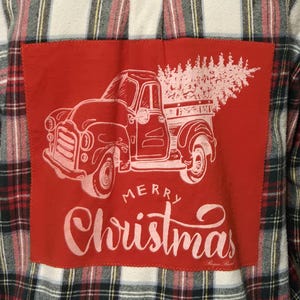 Flannel Merry Christmas Upcycled Plaid Shirt