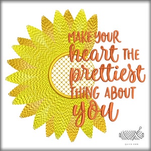Make Your Heart Sunflower machine embroidery design,Floral embroidery,Sunflower embroidery,Flower embroidery,3 Sizes,Instant Download