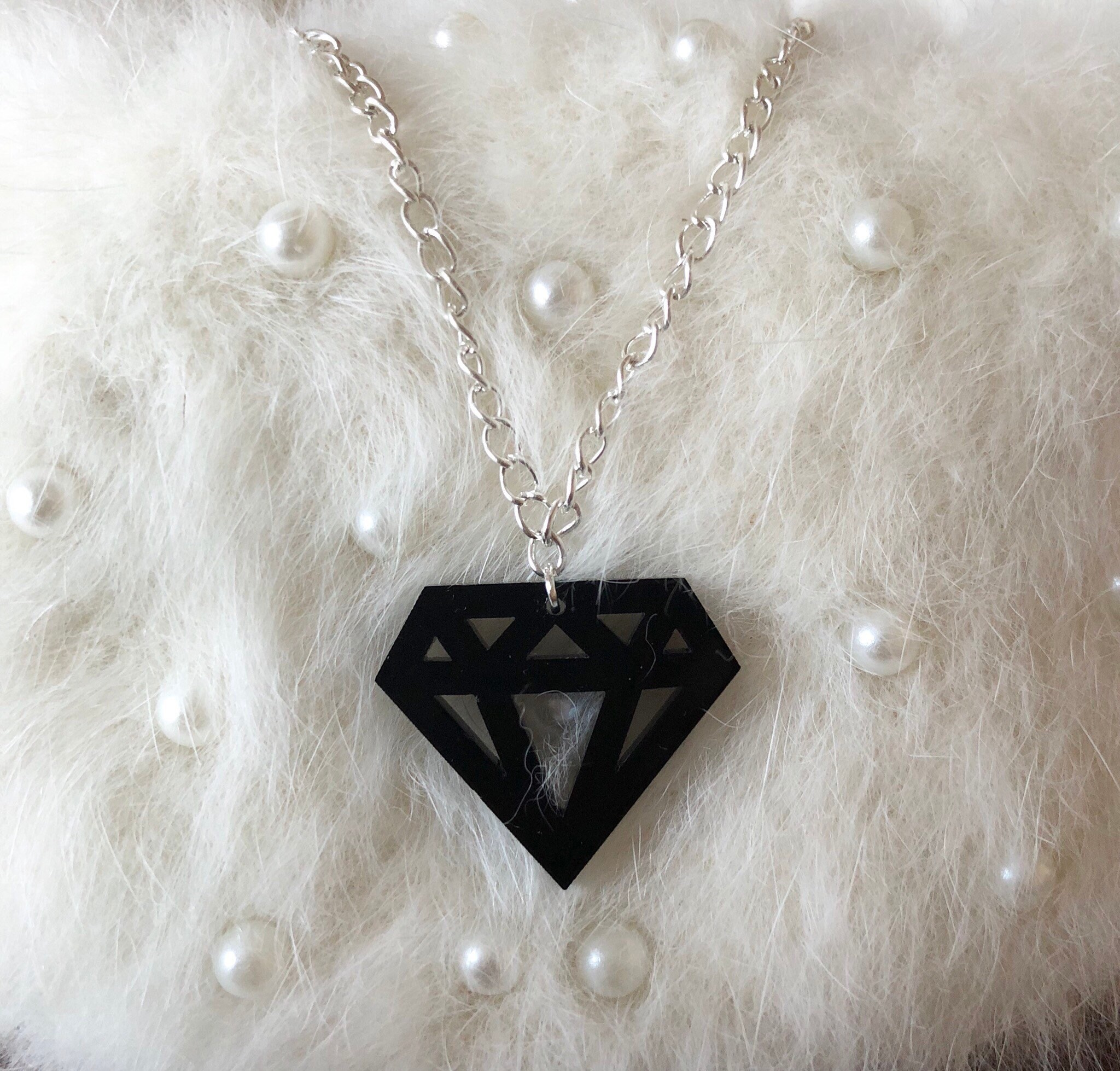 Black Diamond Laser Cut Necklace - Etsy