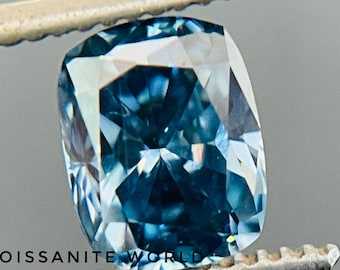 Elongated Cushion Cut Deep Blue Moissanite Loose Stone VVS1 | 7MM to 15MM | Fancy Color Gemstone for Jewelry Making