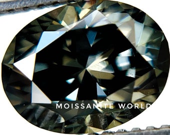 Oval Cut Grey Loose Moissanite. Handcrafted Unique Stone, Diamond Alternative, Stone for Engagement Ring and Jewelry Making