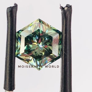 1 To 10 Carat Brilliant Cut Hexagon Green Color Loose Moissanite VVS1 All Size For Making jewelry And Gift