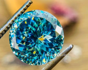 Antique Portuguese Cut Blue Color Loose Moissanite  For Solitaire Ring, Unique Wedding Engagement Bridal Set Ring, Vintage Anniversary Ring