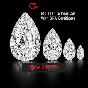 Pear Cut Moissanite Stone GRA Certificate White D Color Pear Cut VVS1  Loose Gemstone Synthetic Diamond 1 to 5 Carat Size For Making Jewelry