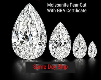 Pear Cut Moissanite Stone GRA Certificate White D Color Pear Cut VVS1  Loose Gemstone Synthetic Diamond 1 to 5 Carat Size For Making Jewelry
