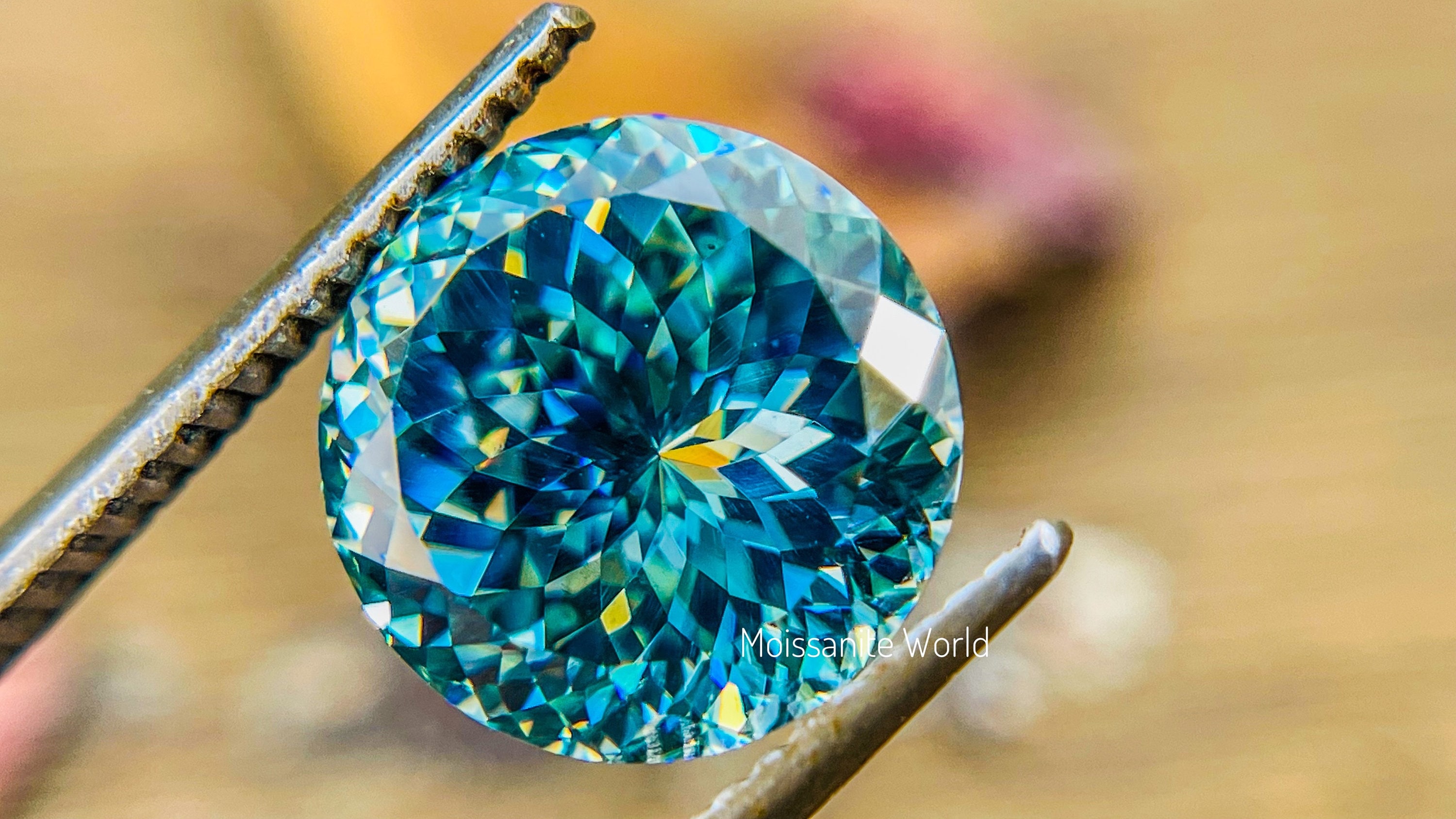 Antique 4.29 CT Portuguese Cut Moissanite | Cyan Blue Loose ...