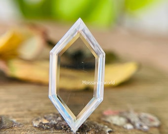 2 To 6 CT Portrait Cut Elongated Hexagon For Solitaire Moissanite Ring, Portrait Hexagon Cut Ring, Two-Tone Gold Portrait Ring And Jewelry