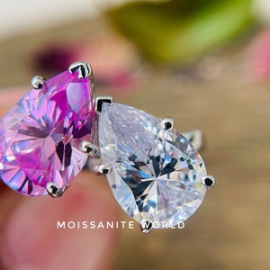 Dazzling CZ Pear-Shaped Engagement Ring: Sparkling Elegance to Capture Your Love Story - Handcrafted and Customizable, Friendship Day Gift