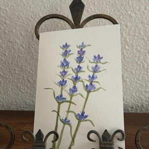 Lavanda botânica, aquarela original, estilo tradicional, emoldurada, colecionável, assinada pelo artista