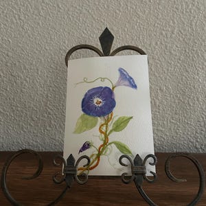 Botanical Morning Glory, Original Watercolor, Traditional Style, Fine Art Framable, Collectable, Signed By Artist