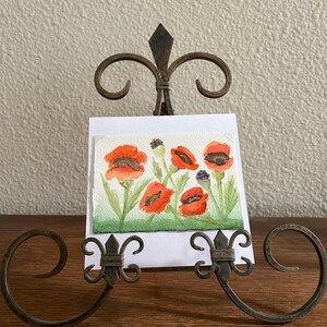 Orange Mohnblumen Goldakzent auf Schwarz, Original Aquarell, Karte für alle Anlässe, feine Qualität, einrahmbar, signiert vom Künstler