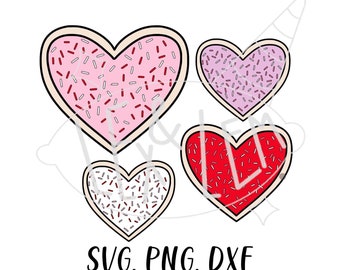 Valentine's Day Sugar Cookies | SVG, PNG, and DXF files Bundle, Digital File
