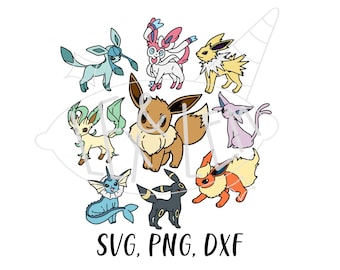 Eeveelutions | SVG, PNG, and DXF files Bundle, Digital File