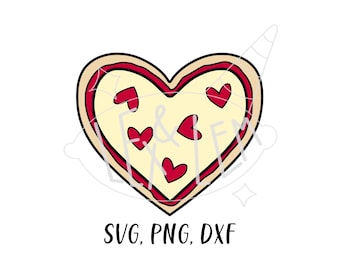 Valentine's Day Heart Pizza | SVG, PNG, and DXF files Bundle, Digital File